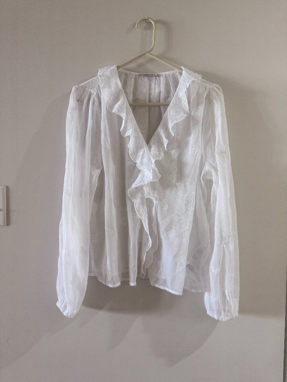 Abercrombie sheer embroidered blouse--sz L